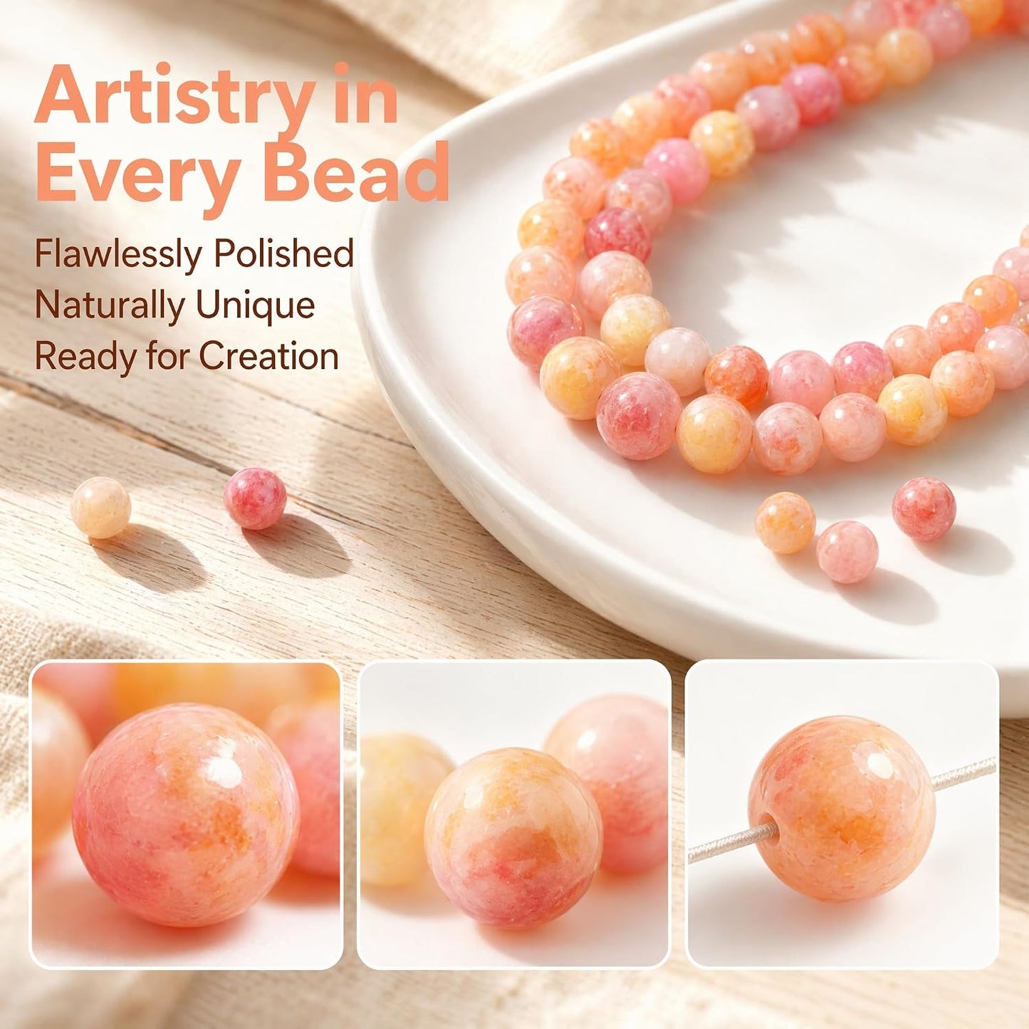 45pcs Yellow Persian Jade Energy Healing Beads for Bracelet，8mm Round Bulk Gemstone Beads for Jewelry Making Bracelet Necklace Earring DIY