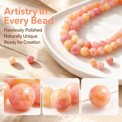 45pcs Yellow Persian Jade Energy Healing Beads for Bracelet，8mm Round Bulk Gemstone Beads for Jewelry Making Bracelet Necklace Earring DIY