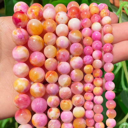 45pcs Yellow Persian Jade Energy Healing Beads for Bracelet，8mm Round Bulk Gemstone Beads for Jewelry Making Bracelet Necklace Earring DIY