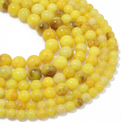 45pcs Yellow Persian Jade Energy Healing Beads for Bracelet，8mm Round Bulk Gemstone Beads for Jewelry Making Bracelet Necklace Earring DIY
