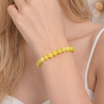 45pcs Yellow Persian Jade Energy Healing Beads for Bracelet，8mm Round Bulk Gemstone Beads for Jewelry Making Bracelet Necklace Earring DIY