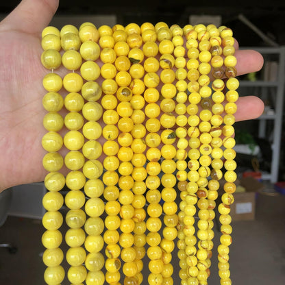 45pcs Yellow Persian Jade Energy Healing Beads for Bracelet，8mm Round Bulk Gemstone Beads for Jewelry Making Bracelet Necklace Earring DIY