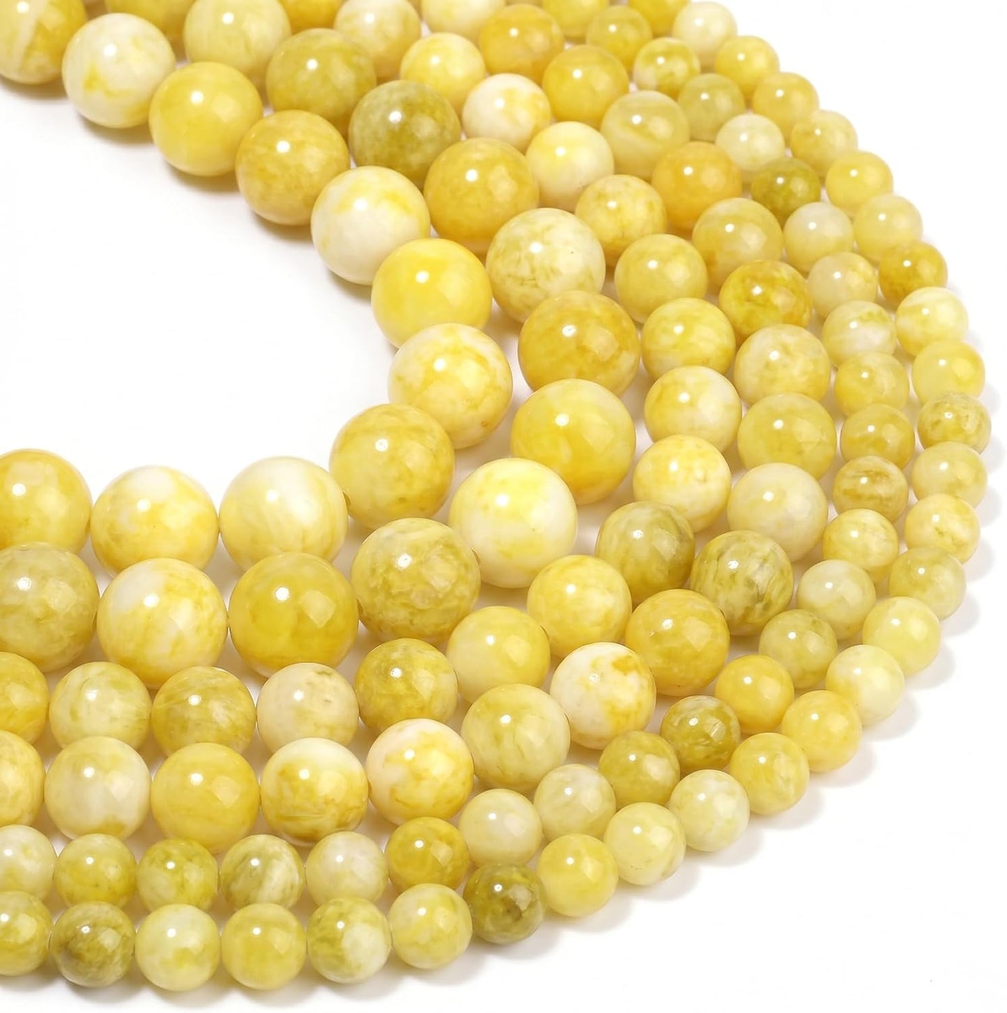 45pcs Yellow Persian Jade Energy Healing Beads for Bracelet，8mm Round Bulk Gemstone Beads for Jewelry Making Bracelet Necklace Earring DIY