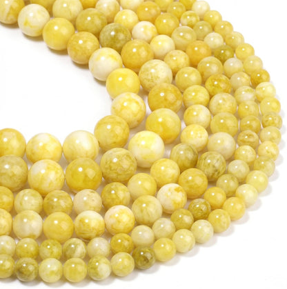 45pcs Yellow Persian Jade Energy Healing Beads for Bracelet，8mm Round Bulk Gemstone Beads for Jewelry Making Bracelet Necklace Earring DIY