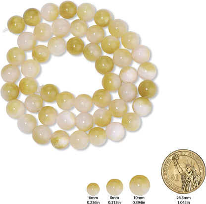 45pcs Yellow Persian Jade Energy Healing Beads for Bracelet，8mm Round Bulk Gemstone Beads for Jewelry Making Bracelet Necklace Earring DIY