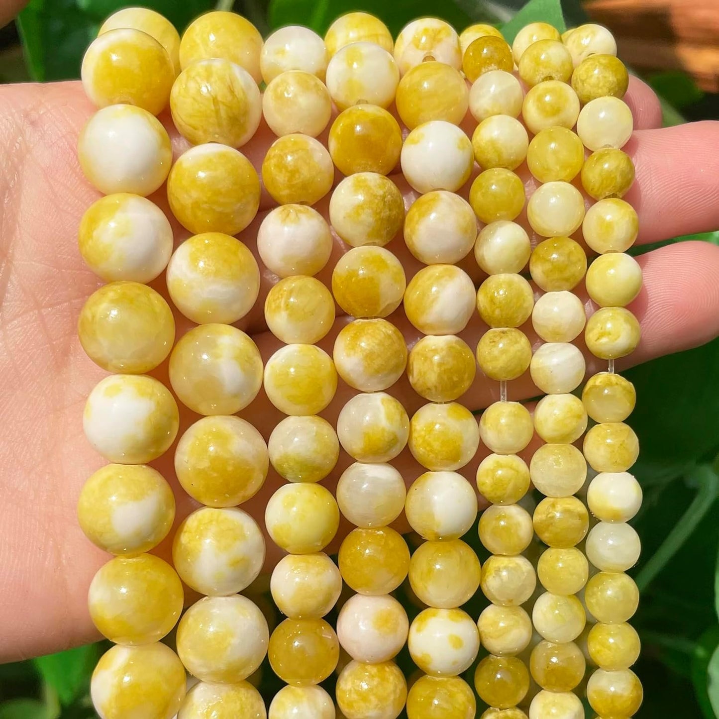 45pcs Yellow Persian Jade Energy Healing Beads for Bracelet，8mm Round Bulk Gemstone Beads for Jewelry Making Bracelet Necklace Earring DIY