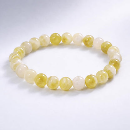45pcs Yellow Persian Jade Energy Healing Beads for Bracelet，8mm Round Bulk Gemstone Beads for Jewelry Making Bracelet Necklace Earring DIY