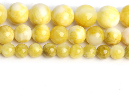 45pcs Yellow Persian Jade Energy Healing Beads for Bracelet，8mm Round Bulk Gemstone Beads for Jewelry Making Bracelet Necklace Earring DIY