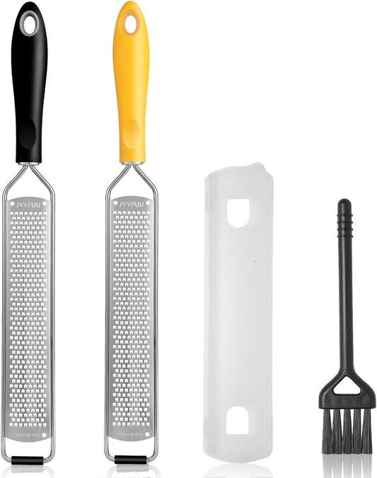 Premium Lemon Zester Grater,Stainless Steel (Black+Yellow) | For Parmesan Cheese, Lemon, Ginger, Garlic, Nutmeg, Chocolate; Sharp Blade, Dishwasher Safe, Multi-use Kitchen Tool