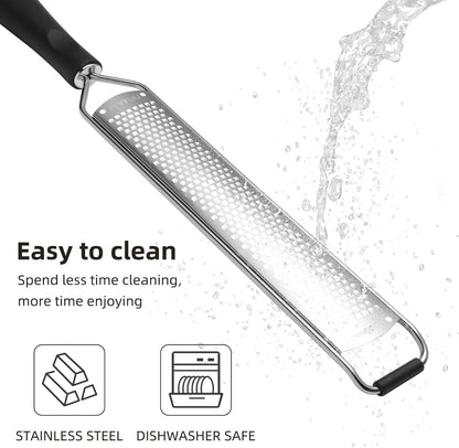 Premium Lemon Zester Grater,Stainless Steel (Black+Yellow) | For Parmesan Cheese, Lemon, Ginger, Garlic, Nutmeg, Chocolate; Sharp Blade, Dishwasher Safe, Multi-use Kitchen Tool