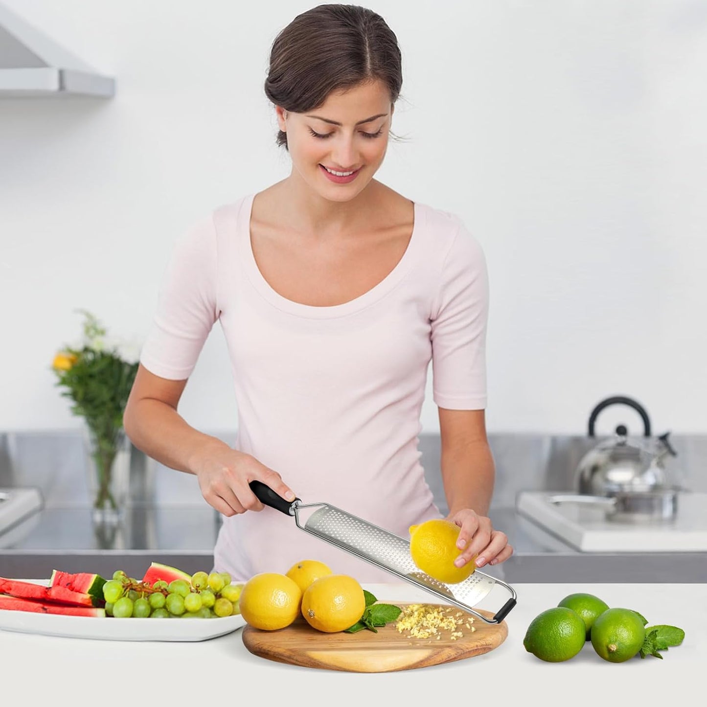 Premium Lemon Zester Grater,Stainless Steel (Black+Yellow) | For Parmesan Cheese, Lemon, Ginger, Garlic, Nutmeg, Chocolate; Sharp Blade, Dishwasher Safe, Multi-use Kitchen Tool
