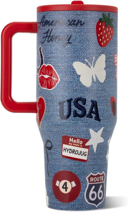 Traveler 40oz, Insulated Tumbler with Handle & Straw, Lemon Lime