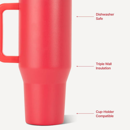 Traveler 40oz, Insulated Tumbler with Handle & Straw, Lemon Lime