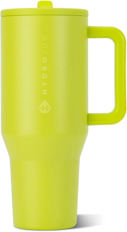 Traveler 40oz, Insulated Tumbler with Handle & Straw, Lemon Lime