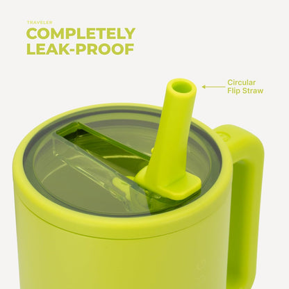 Traveler 40oz, Insulated Tumbler with Handle & Straw, Lemon Lime