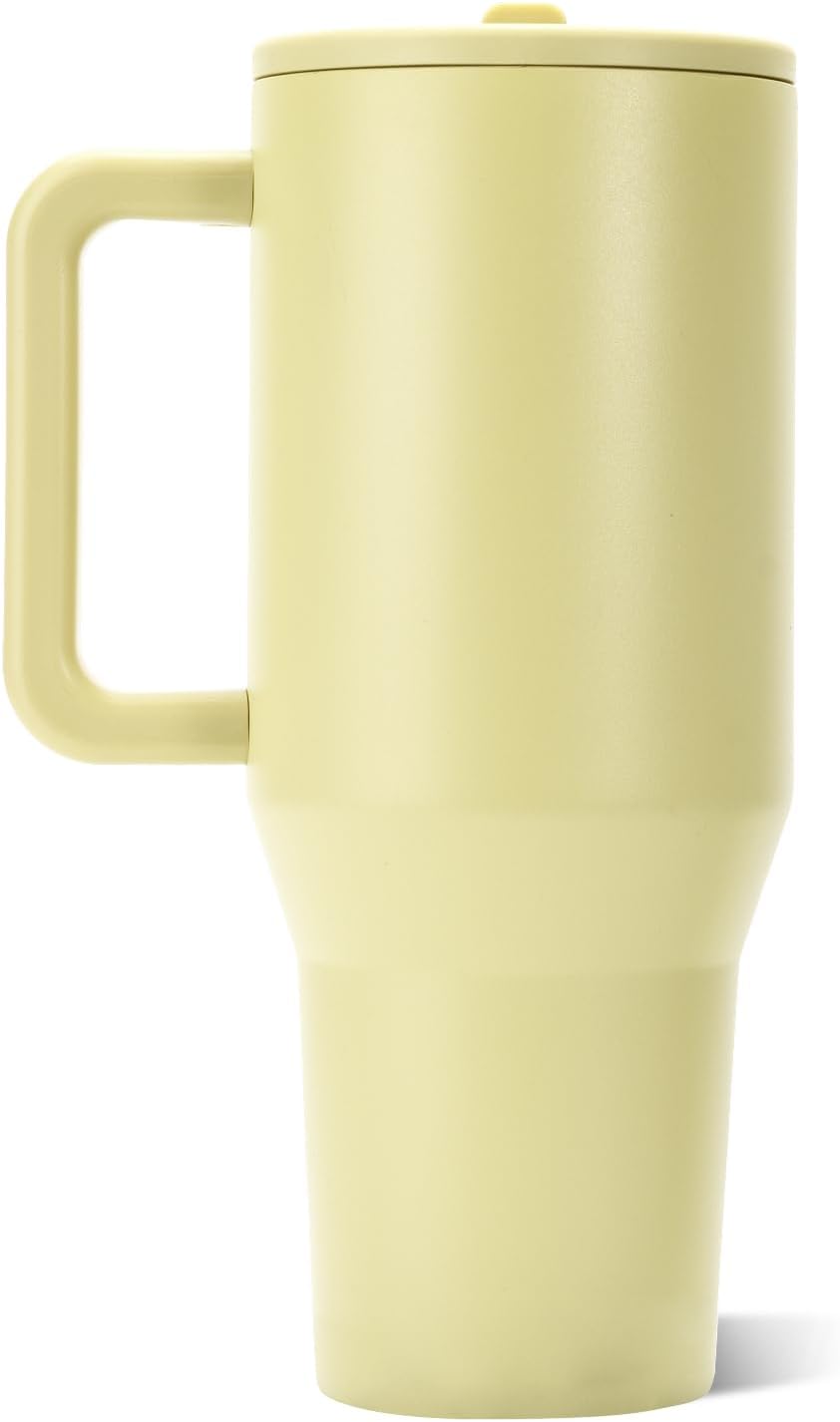 Traveler 40oz, Insulated Tumbler with Handle & Straw, Lemon Lime