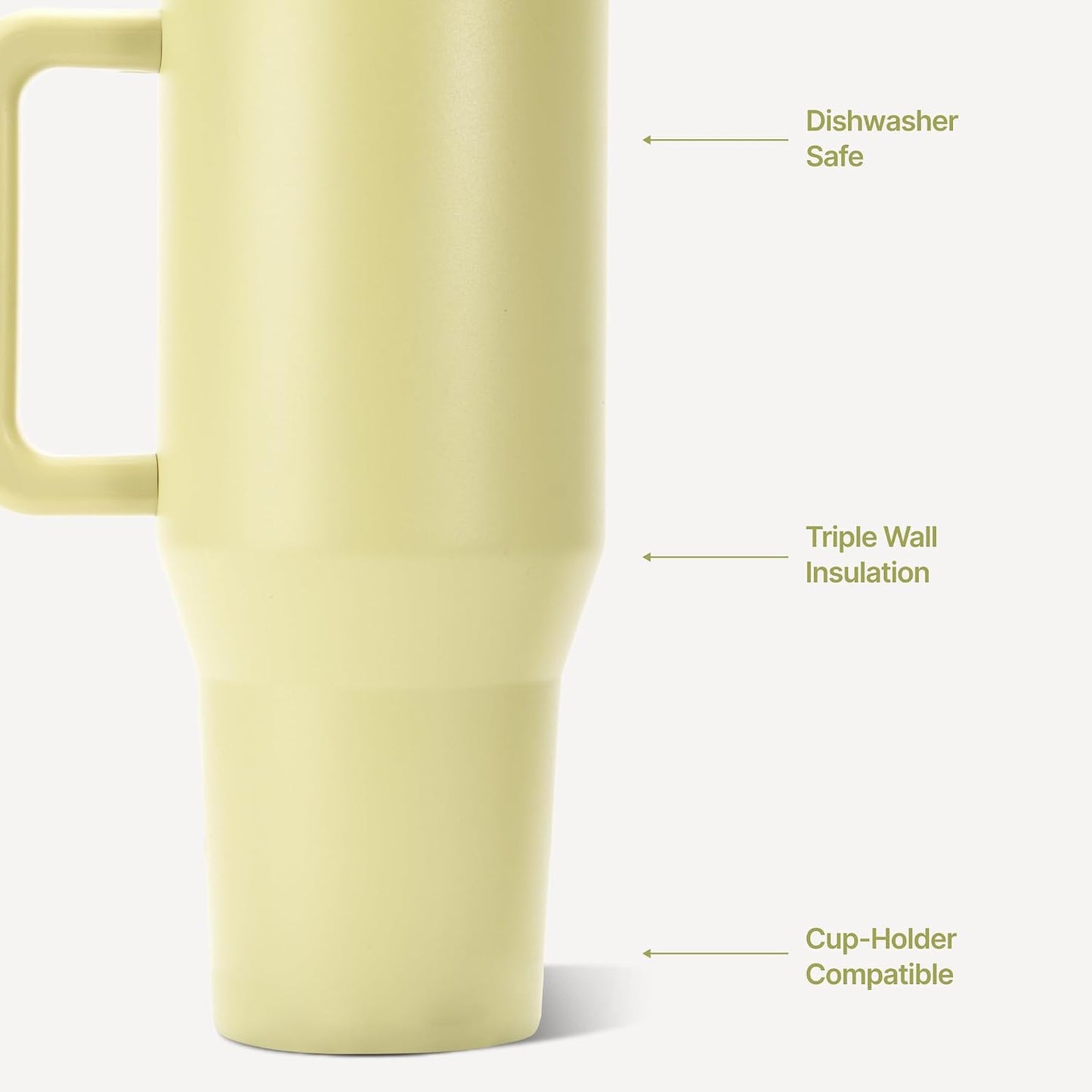 Traveler 40oz, Insulated Tumbler with Handle & Straw, Lemon Lime