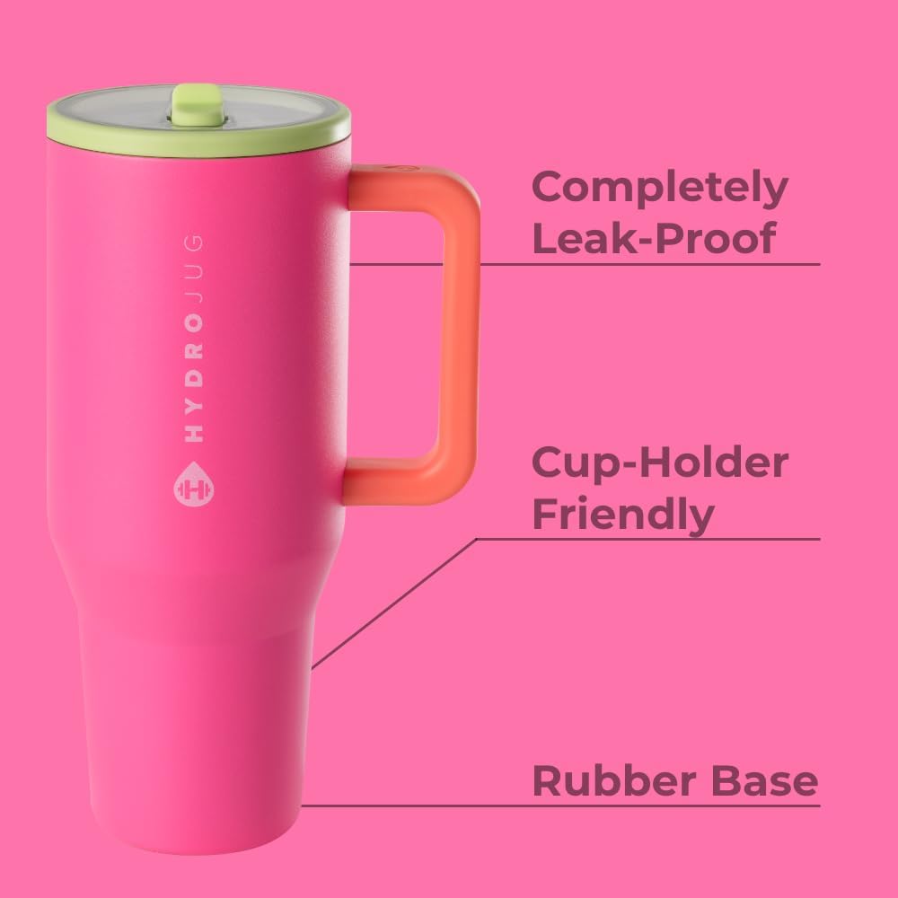 Traveler 40oz, Insulated Tumbler with Handle & Straw, Lemon Lime