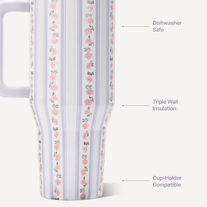 Traveler 40oz, Insulated Tumbler with Handle & Straw, Lemon Lime