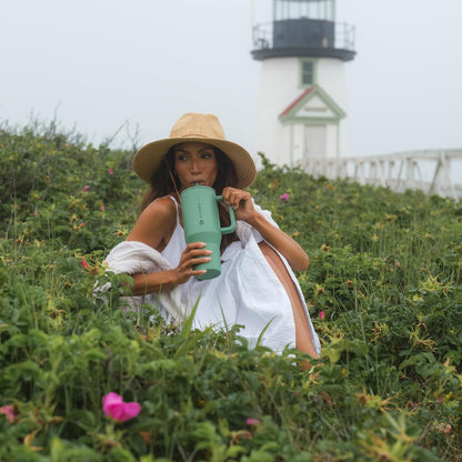Traveler 40oz, Insulated Tumbler with Handle & Straw, Lemon Lime