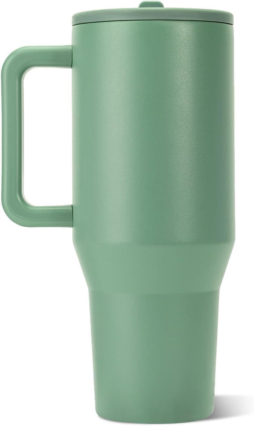 Traveler 40oz, Insulated Tumbler with Handle & Straw, Lemon Lime
