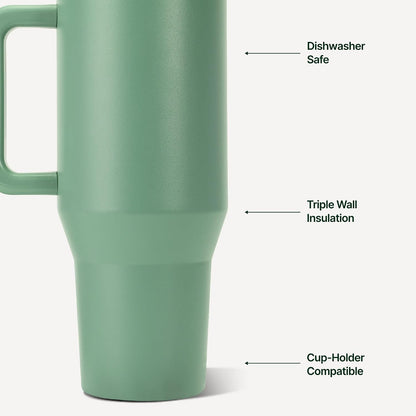 Traveler 40oz, Insulated Tumbler with Handle & Straw, Lemon Lime