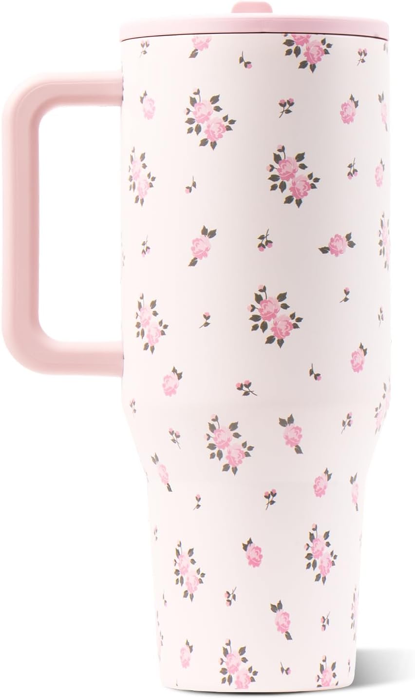 Traveler 40oz, Insulated Tumbler with Handle & Straw, Lemon Lime
