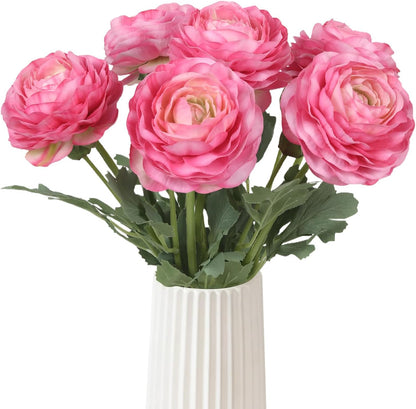 Real Touch Yellow Ranunculus Artificial Flowers 6PCS Artificial Peonies Faux Ranunculus with Stem for DIY Wedding Bouquet Party Table Home Decor(Yellow)