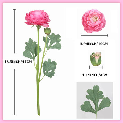 Real Touch Yellow Ranunculus Artificial Flowers 6PCS Artificial Peonies Faux Ranunculus with Stem for DIY Wedding Bouquet Party Table Home Decor(Yellow)