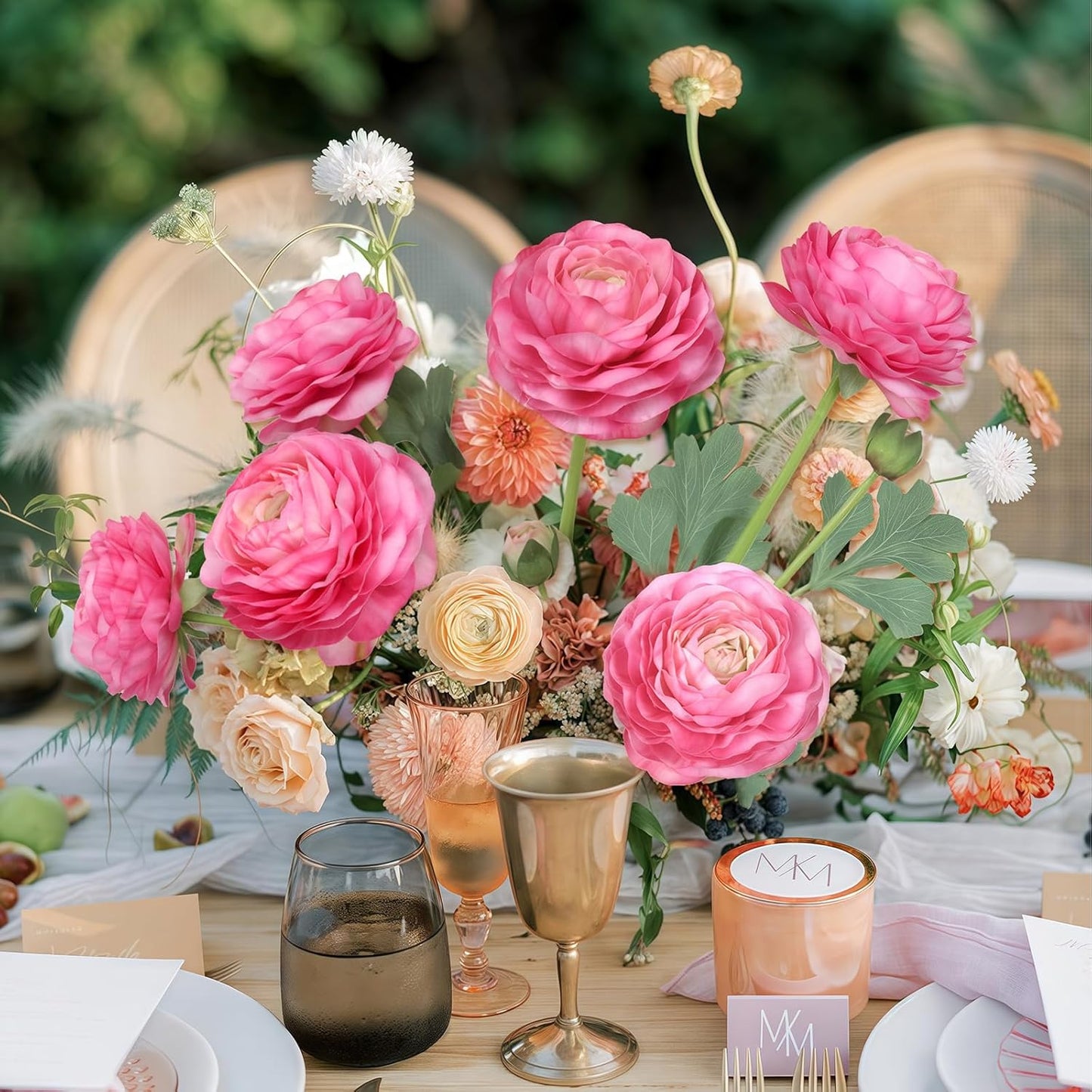 Real Touch Yellow Ranunculus Artificial Flowers 6PCS Artificial Peonies Faux Ranunculus with Stem for DIY Wedding Bouquet Party Table Home Decor(Yellow)