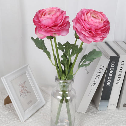 Real Touch Yellow Ranunculus Artificial Flowers 6PCS Artificial Peonies Faux Ranunculus with Stem for DIY Wedding Bouquet Party Table Home Decor(Yellow)