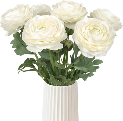 Real Touch Yellow Ranunculus Artificial Flowers 6PCS Artificial Peonies Faux Ranunculus with Stem for DIY Wedding Bouquet Party Table Home Decor(Yellow)
