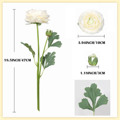 Real Touch Yellow Ranunculus Artificial Flowers 6PCS Artificial Peonies Faux Ranunculus with Stem for DIY Wedding Bouquet Party Table Home Decor(Yellow)