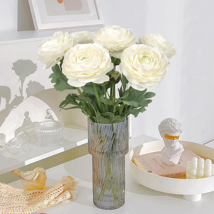 Real Touch Yellow Ranunculus Artificial Flowers 6PCS Artificial Peonies Faux Ranunculus with Stem for DIY Wedding Bouquet Party Table Home Decor(Yellow)