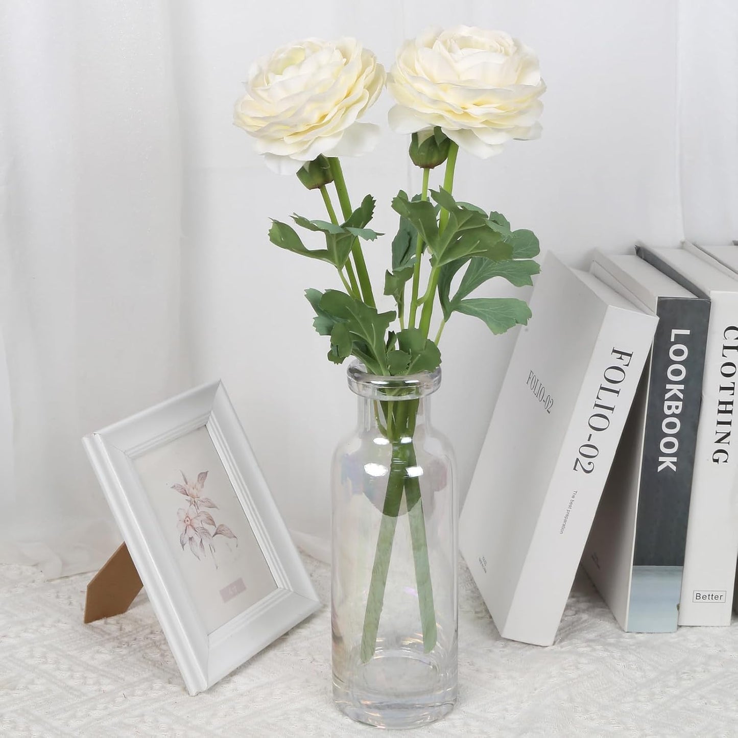 Real Touch Yellow Ranunculus Artificial Flowers 6PCS Artificial Peonies Faux Ranunculus with Stem for DIY Wedding Bouquet Party Table Home Decor(Yellow)