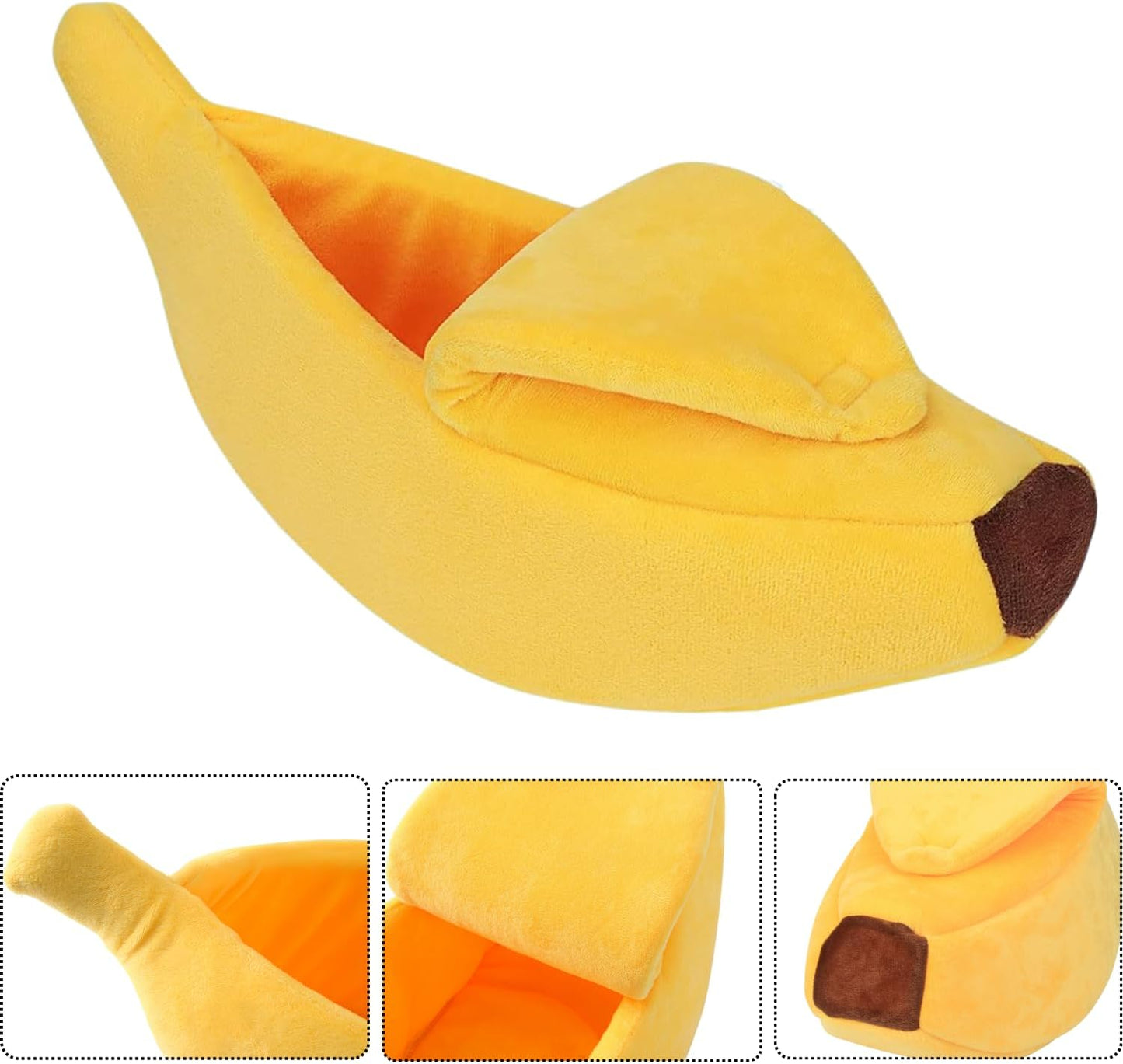 Small Animal Bed Warm Cozy Banana Cave Hideout Sleep Nest House Habitat for Hedgehog Hamster Rat Chinchilla Guinea Pig Ferret Chinchilla Cage Accessories Pet Supplies (Small, Yellow)