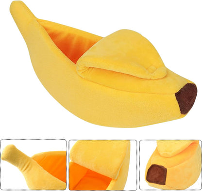 Small Animal Bed Warm Cozy Banana Cave Hideout Sleep Nest House Habitat for Hedgehog Hamster Rat Chinchilla Guinea Pig Ferret Chinchilla Cage Accessories Pet Supplies (Small, Yellow)