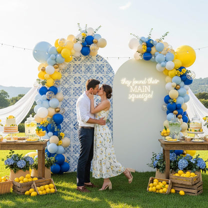 Royal Blue Yellow Lemon La Dolce Vita Italian Summer Balloon Arch Kit | Birthday Bridal Shower Wedding Bachelorette Graduation Amalfi Coast Decoration Balloons