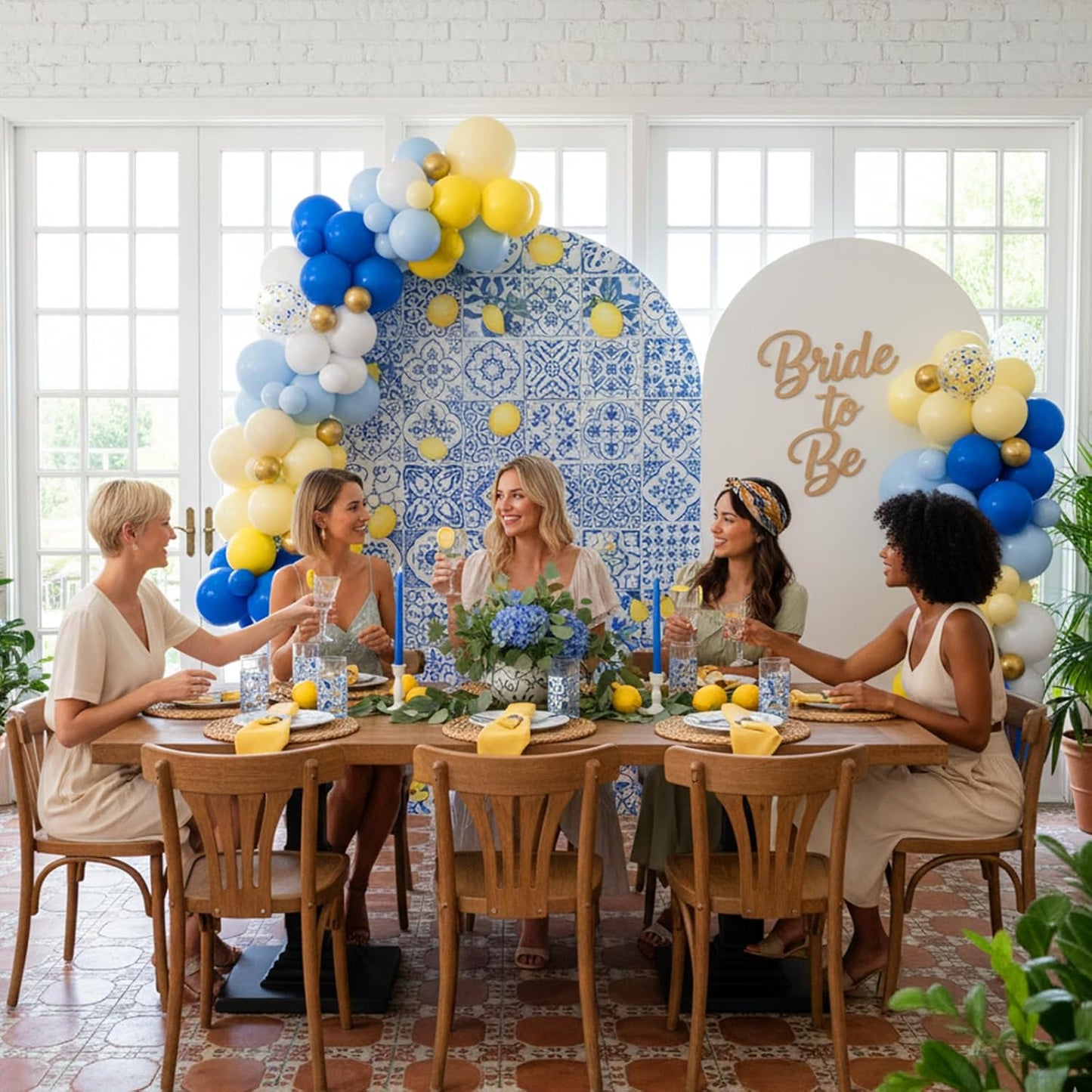 Royal Blue Yellow Lemon La Dolce Vita Italian Summer Balloon Arch Kit | Birthday Bridal Shower Wedding Bachelorette Graduation Amalfi Coast Decoration Balloons