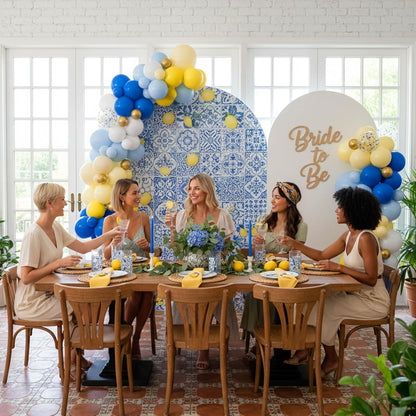 Royal Blue Yellow Lemon La Dolce Vita Italian Summer Balloon Arch Kit | Birthday Bridal Shower Wedding Bachelorette Graduation Amalfi Coast Decoration Balloons
