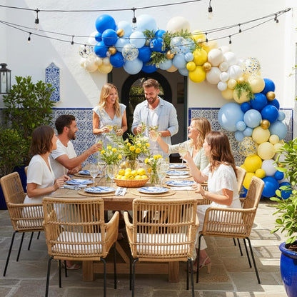 Royal Blue Yellow Lemon La Dolce Vita Italian Summer Balloon Arch Kit | Birthday Bridal Shower Wedding Bachelorette Graduation Amalfi Coast Decoration Balloons