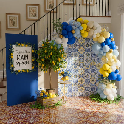 Royal Blue Yellow Lemon La Dolce Vita Italian Summer Balloon Arch Kit | Birthday Bridal Shower Wedding Bachelorette Graduation Amalfi Coast Decoration Balloons
