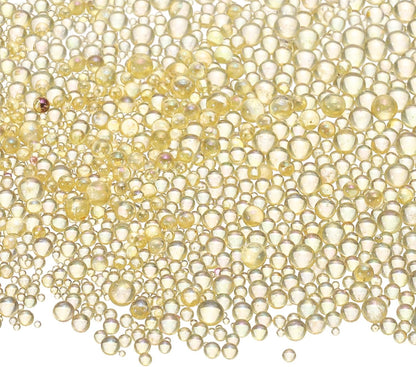 Iridescent Glass Tiny Bubble Beads, 0.4-3mm 20g No Hole Micro Mini Round Deep Yellow Water Droplets Beads - Applications: for Resin Filler, Nail Art, Dollhouse Bath Tub, 2-Pieces