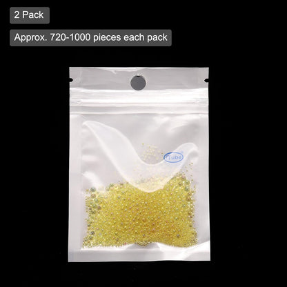 Iridescent Glass Tiny Bubble Beads, 0.4-3mm 20g No Hole Micro Mini Round Deep Yellow Water Droplets Beads - Applications: for Resin Filler, Nail Art, Dollhouse Bath Tub, 2-Pieces