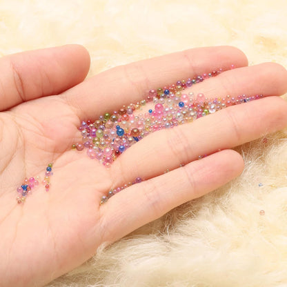 Iridescent Glass Tiny Bubble Beads, 0.4-3mm 20g No Hole Micro Mini Round Deep Yellow Water Droplets Beads - Applications: for Resin Filler, Nail Art, Dollhouse Bath Tub, 2-Pieces