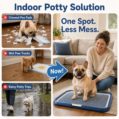 Dog Potty Tray with Guide Pillar, 25.6"x19.7" Large Indoor Pet Pee Pad Holder, Heavy Duty Dog Litter Box, Removable & Washable Puppy Training Toilet for Housebreaking Supplies (Yellow)