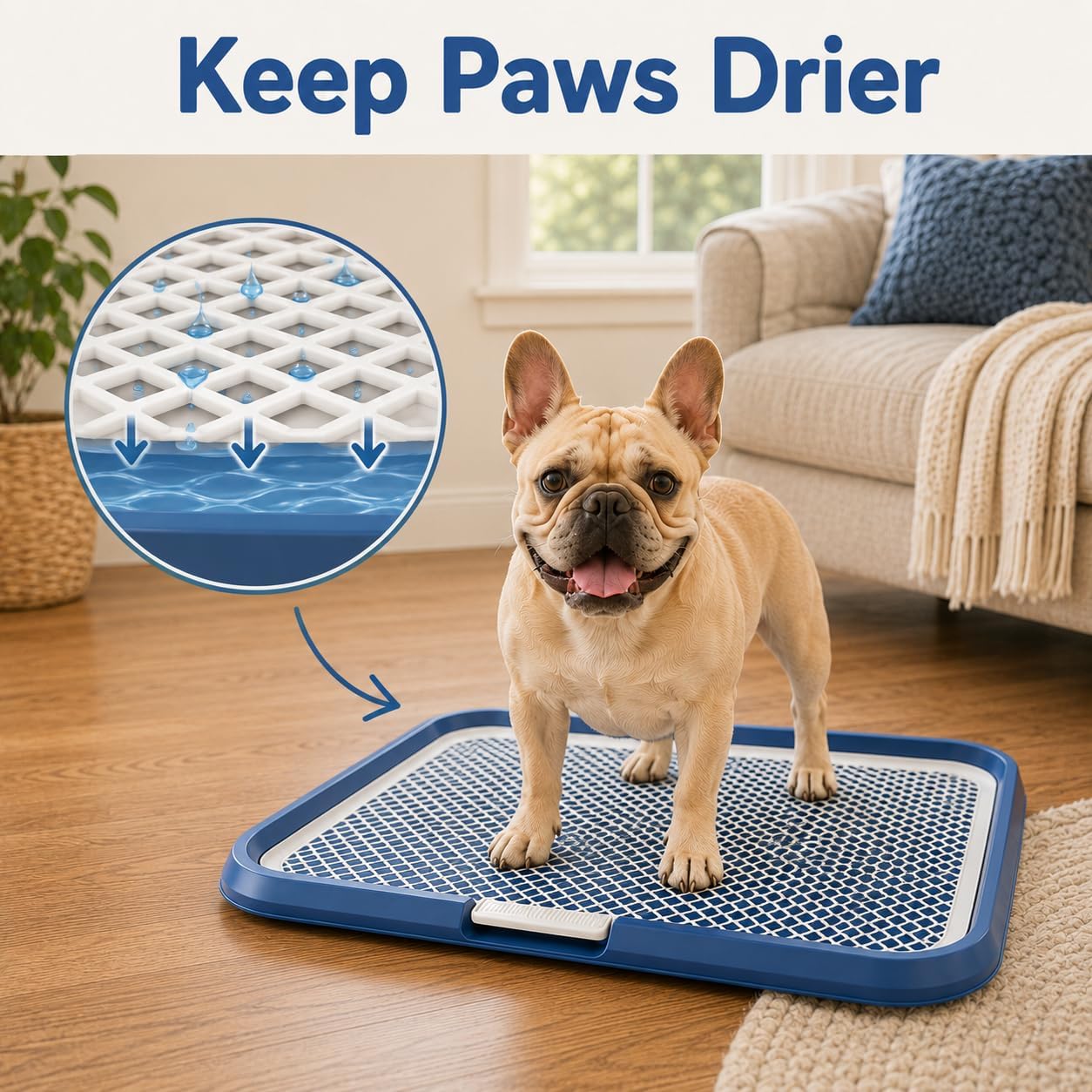 Dog Potty Tray with Guide Pillar, 25.6"x19.7" Large Indoor Pet Pee Pad Holder, Heavy Duty Dog Litter Box, Removable & Washable Puppy Training Toilet for Housebreaking Supplies (Yellow)