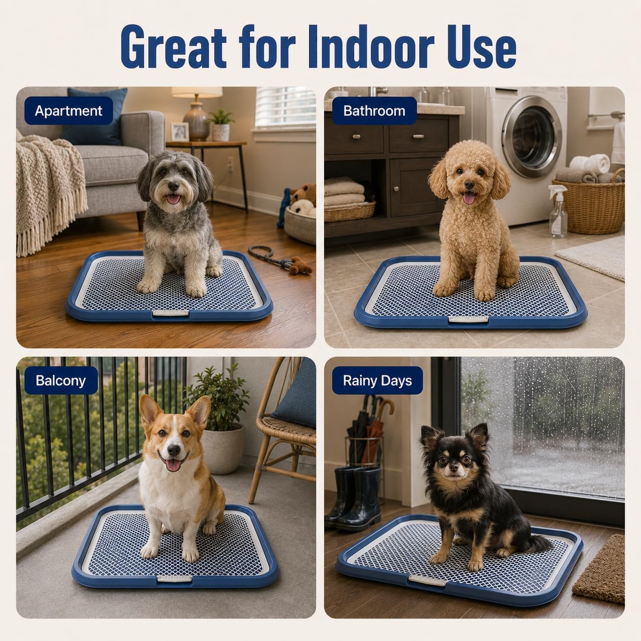 Dog Potty Tray with Guide Pillar, 25.6"x19.7" Large Indoor Pet Pee Pad Holder, Heavy Duty Dog Litter Box, Removable & Washable Puppy Training Toilet for Housebreaking Supplies (Yellow)