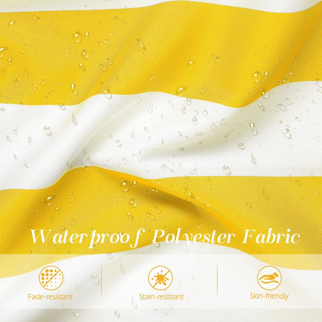 2 Pack Outdoor Throw Pillow Covers, Square Stripe Waterproof Throw Pillow Cases for Outdoor Patio Porch Farmhouse Garden Balcony Couch, 18"x18"(45x45cm), Yellow + White