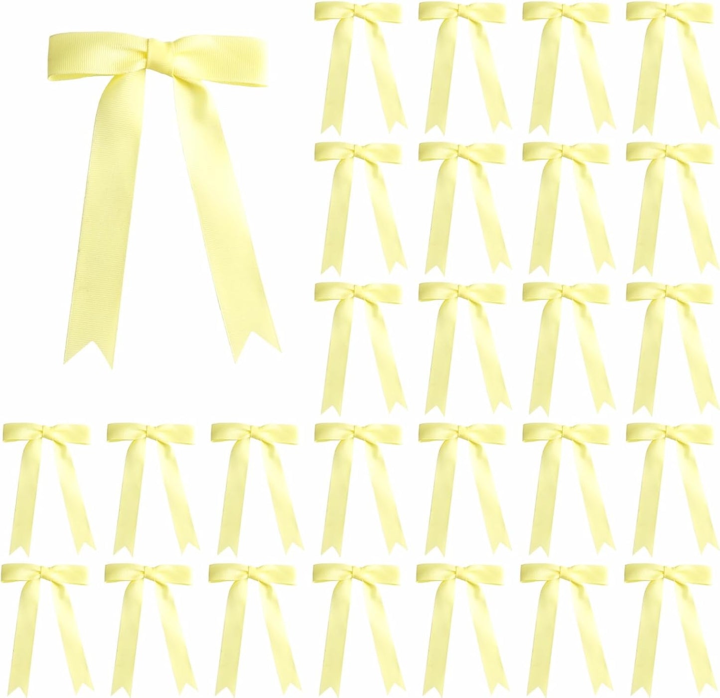 Meseey 30 Pcs 5x7 Inch Yellow Grosgrain Ribbon Bows with Twist Ties, Pre-Tied Bright Decorative Bows for Gift Wrapping, Wedding, Birthday, Graduation, Holiday, Party Decor and DIY Crafts